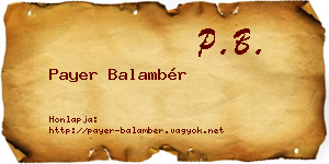 Payer Balambér névjegykártya